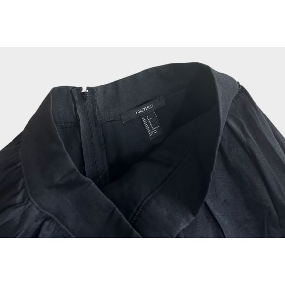 Forever 21 Black Full Midi Skirt Sz Small Lined Fashion Long Semi Structured - Picture 5 of 7